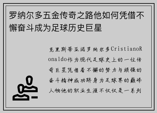 罗纳尔多五金传奇之路他如何凭借不懈奋斗成为足球历史巨星