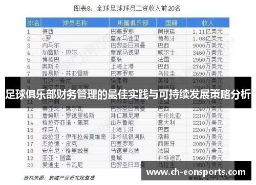 足球俱乐部财务管理的最佳实践与可持续发展策略分析